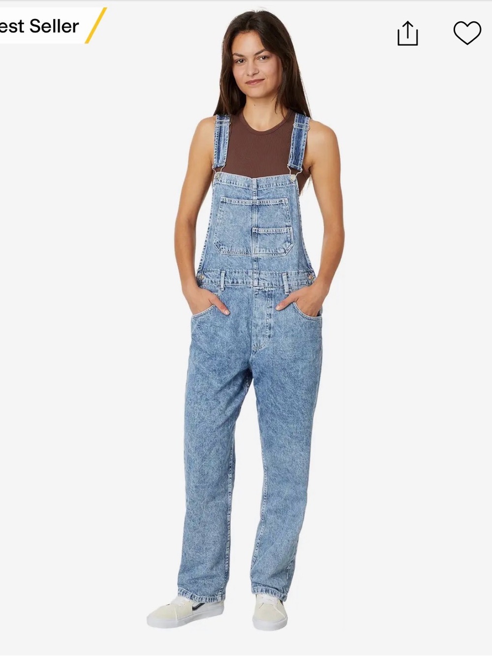 We The Free Ziggy Blue Washed Denim Overalls